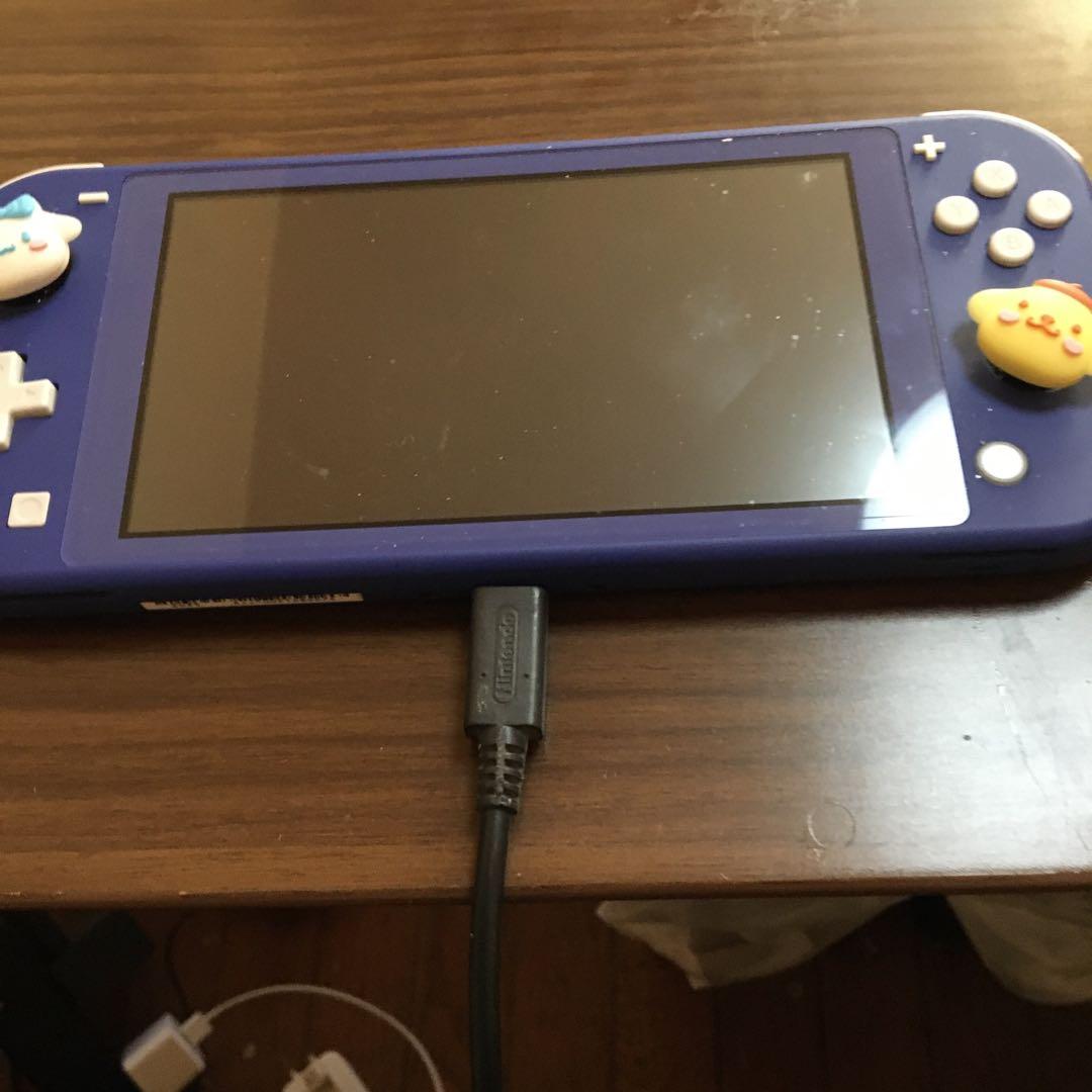 Nintendo Switch Lite 青カスタムスティックキャップ付き