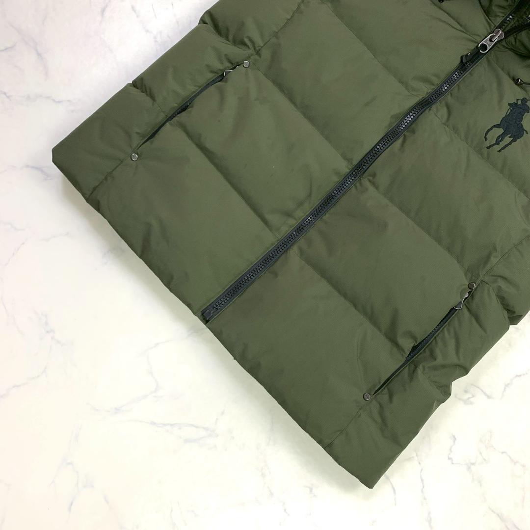 現行タグ★ポロラルフローレン ダウンベスト ビッグポニー カーキ L　D693