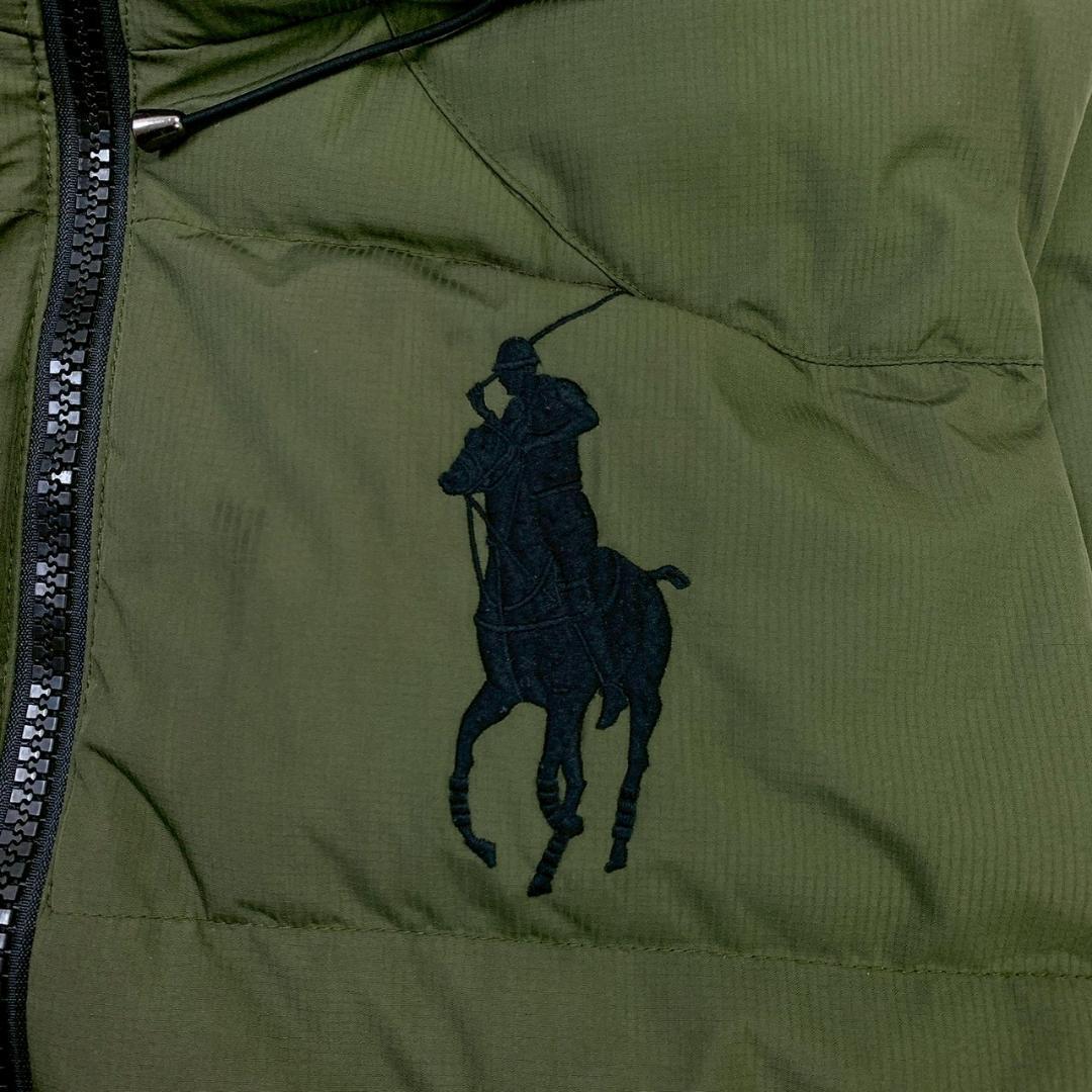 現行タグ★ポロラルフローレン ダウンベスト ビッグポニー カーキ L　D693