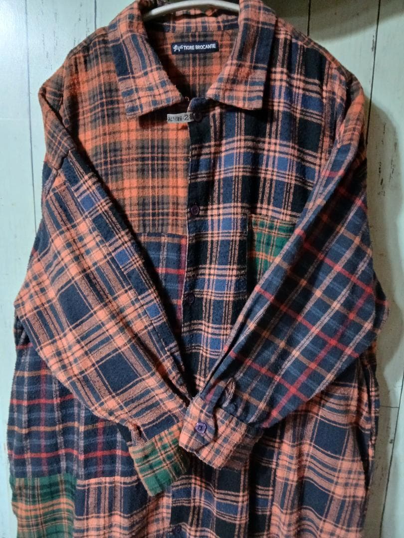 着1回　 パッチワーク　ネル　チェック　九分袖　シャツワンピ　プロフで全品見て