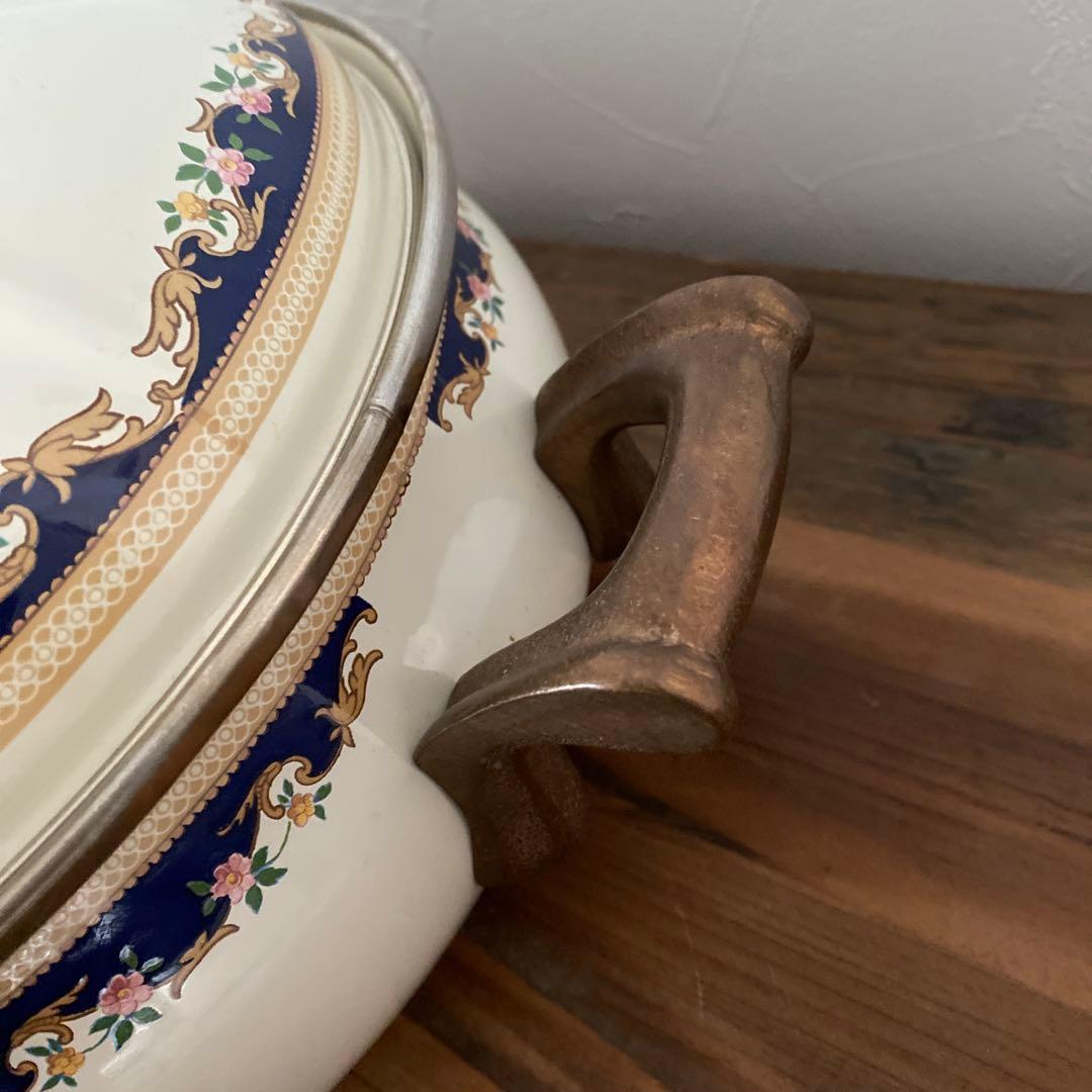 ラ*ネ様 希少　西ドイツ製　ASTA（Fissler)ホーロー両手鍋　バラ柄　ヴ