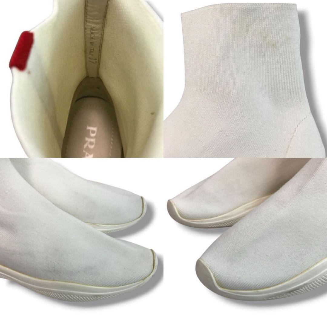 【PRADA】プラダ❤️ソックススニーカー・ショートブーツ✨ホワイト 37✨