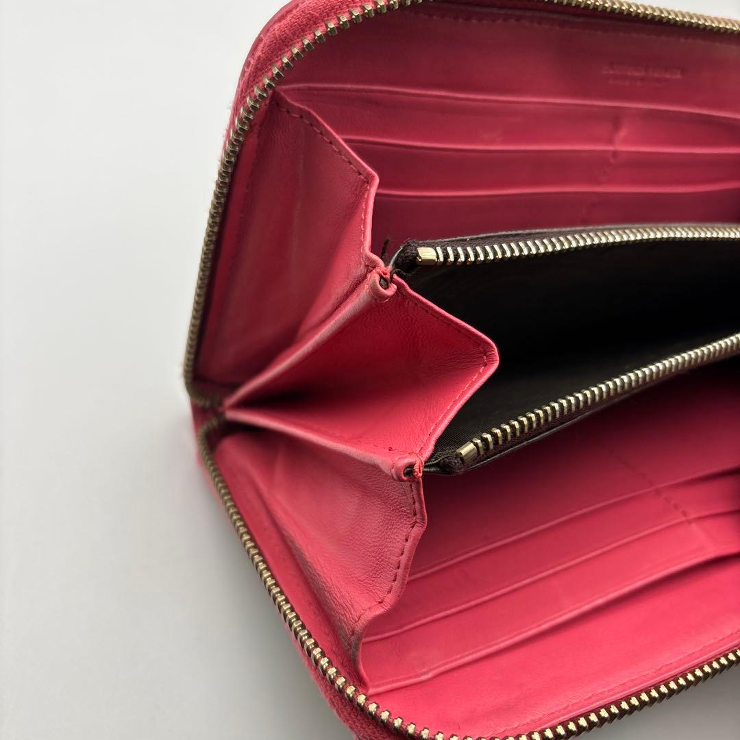 ◆正規品◆ボッティガヴェネタイントレチャート ラウンドファスナー長財布グリーン