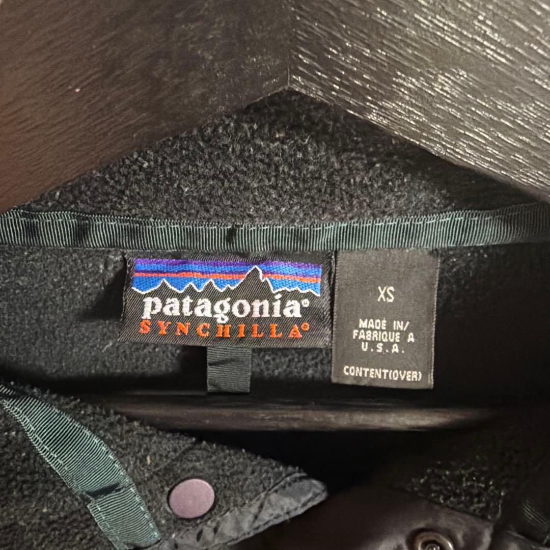 【90s USA製】Patagonia シンチラ スナップT ブラック XS