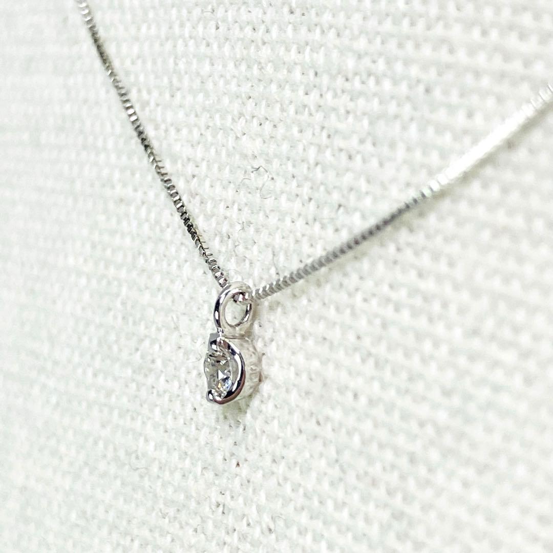 K10WG 1粒 天然ダイヤモンド ネックレス D:0.05ct