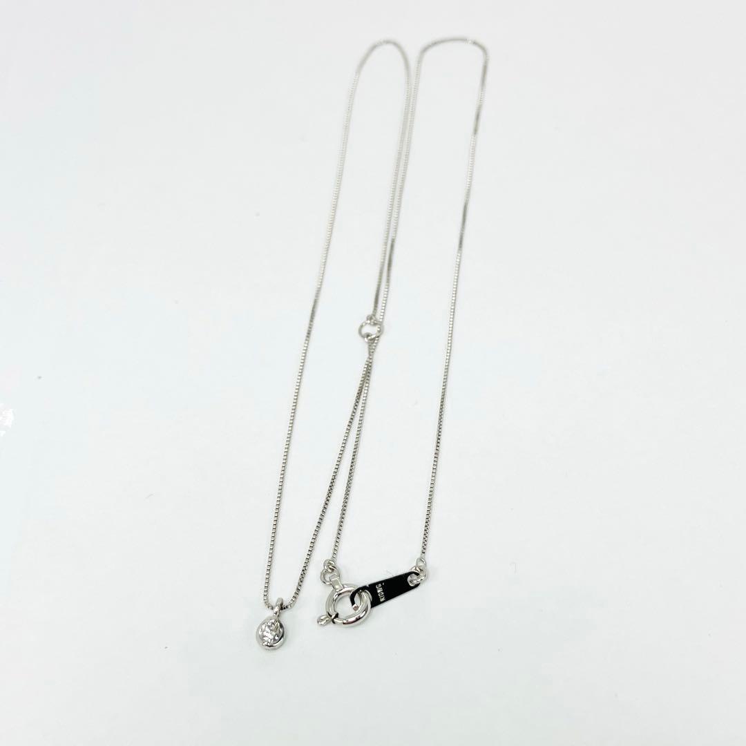 K10WG 1粒 天然ダイヤモンド ネックレス D:0.05ct