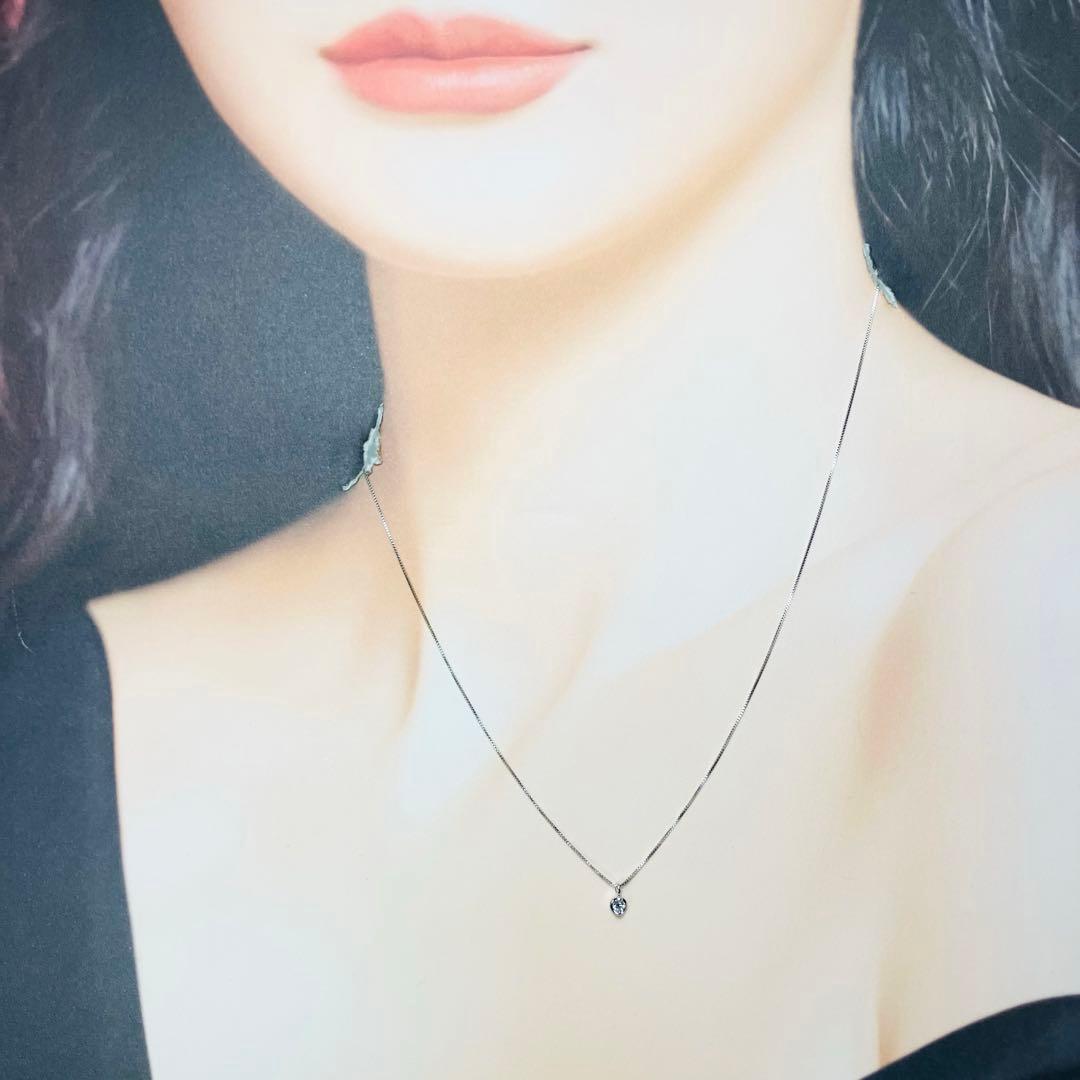 K10WG 1粒 天然ダイヤモンド ネックレス D:0.05ct