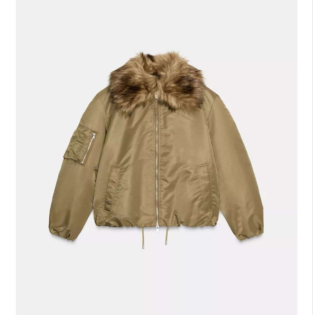 ZARA ザラ　フェイクファー襟ボンバージャケット　S