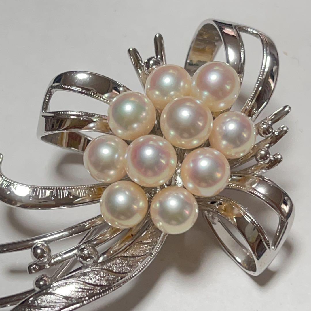 本真珠　アコヤ真珠　シルバーブローチ