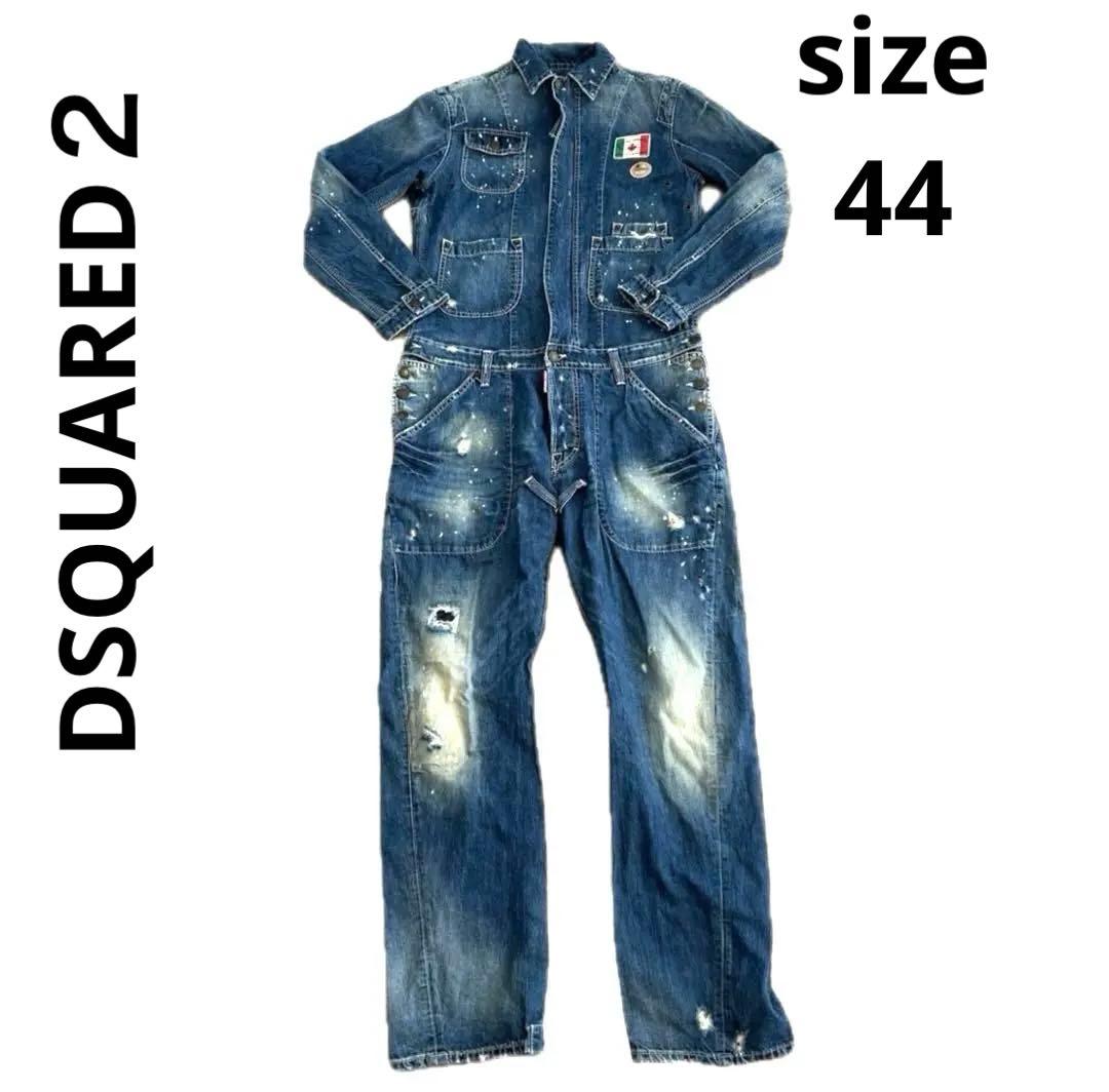 DSQUARED２　オーバーオール　サイズ44　デニム　ダメージ加工　長袖