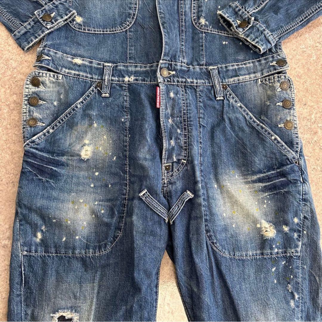 DSQUARED２　オーバーオール　サイズ44　デニム　ダメージ加工　長袖