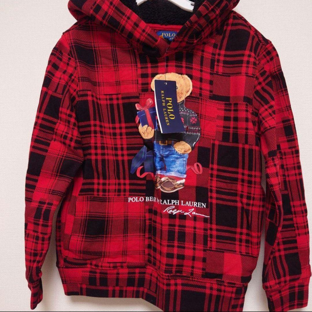 ラルフローレン　ポロベア トレーナー　130サイズ 赤黒チェック