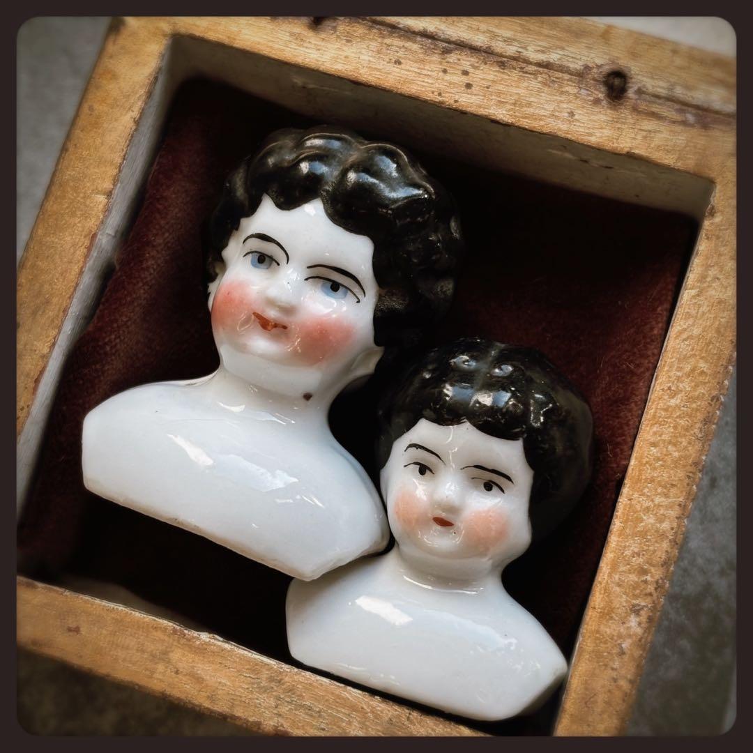 アンティーク チャイナヘッドドール　 ヘッドパーツ２個セット ビスクドール