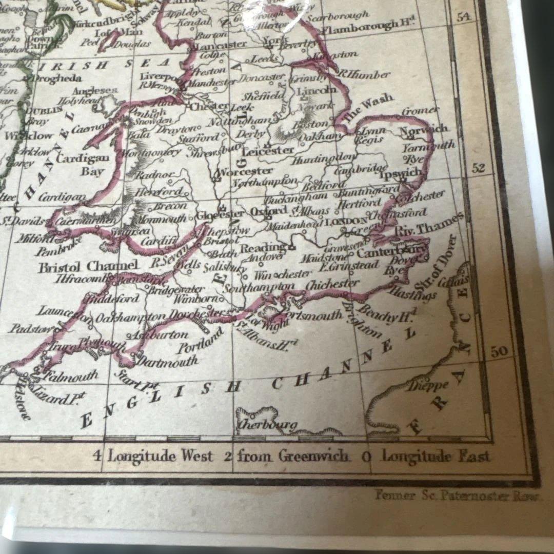 イギリスの地図　壁掛け【鑑定書付】