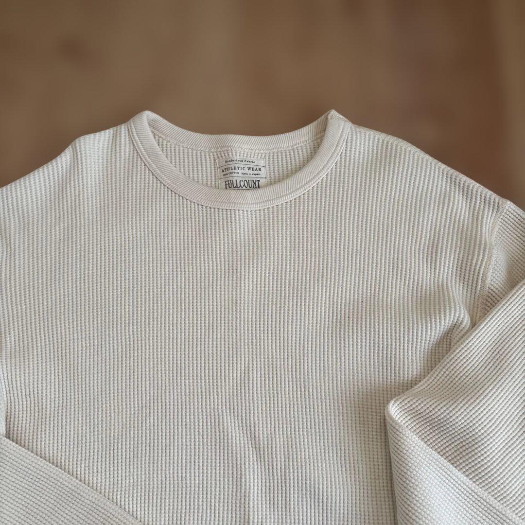 フルカウント　ワッフル　長袖　ホワイト　クリーム