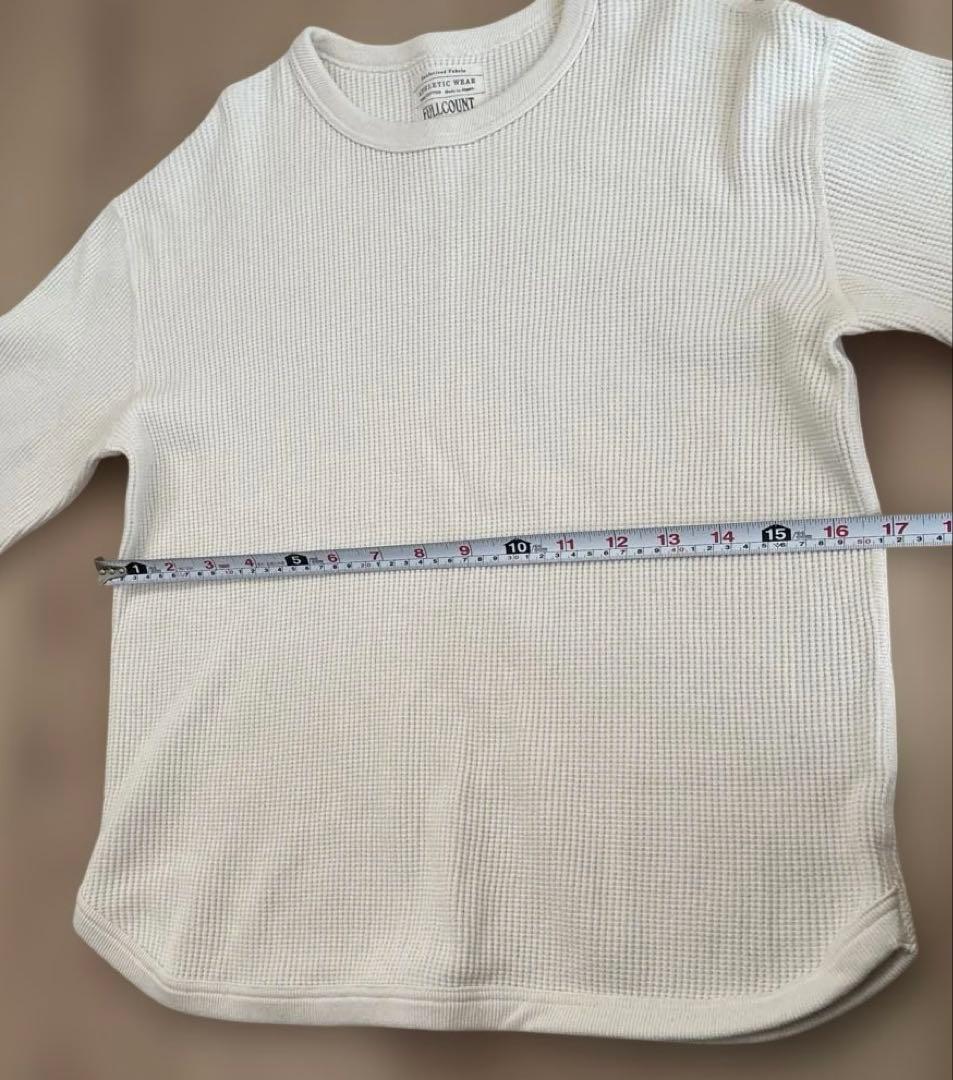 フルカウント　ワッフル　長袖　ホワイト　クリーム