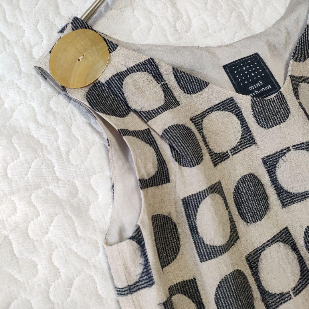 タグ付き✨ミナペルホネン　luna　リネン×シルク　アシンメトリーワンピース