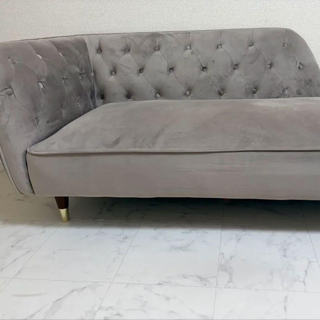 【2/20まで】LOWYA ソファ 2人掛けソファ カウチソファ ベルベット調