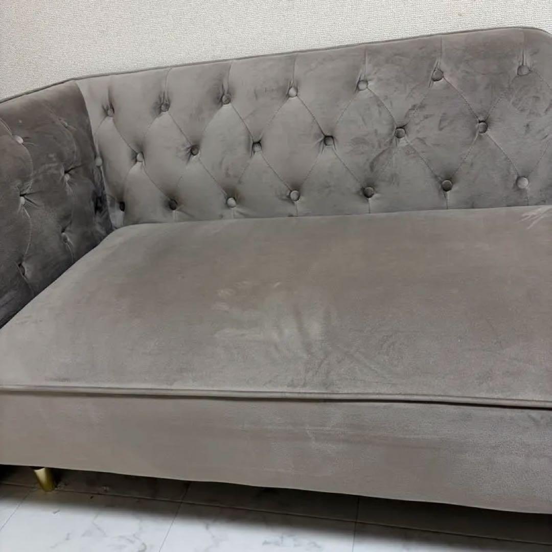 【2/20まで】LOWYA ソファ 2人掛けソファ カウチソファ ベルベット調