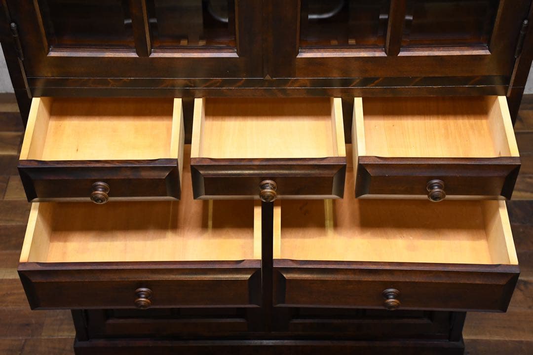 EFK23 北海道民芸家具 食器棚 W90cm カップボード カバ/樺 無垢材