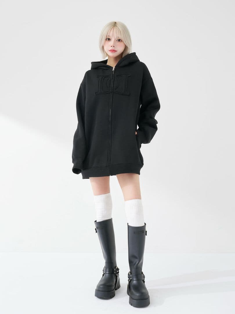 ダーリッチ Darich アップリケDDロゴパーカー　ブラック