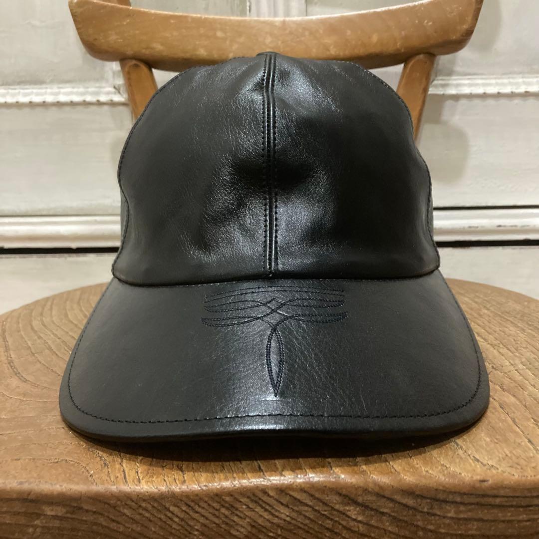 美品 SOLARIS & CO. レザー キャップ フリー ブラック 牛革