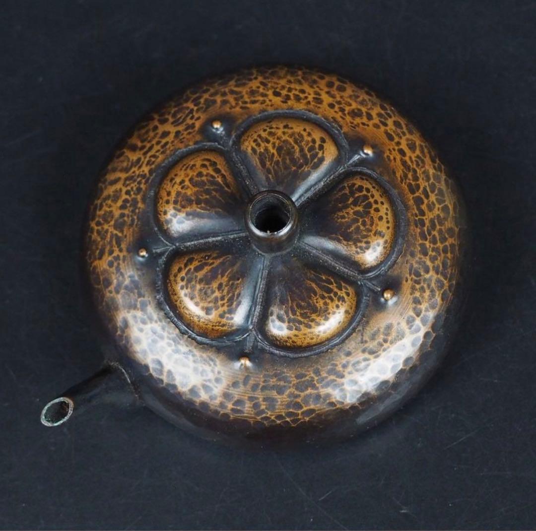 送料無料　明治金工 華石作 鎚目梅花模様水滴 珍品書道具