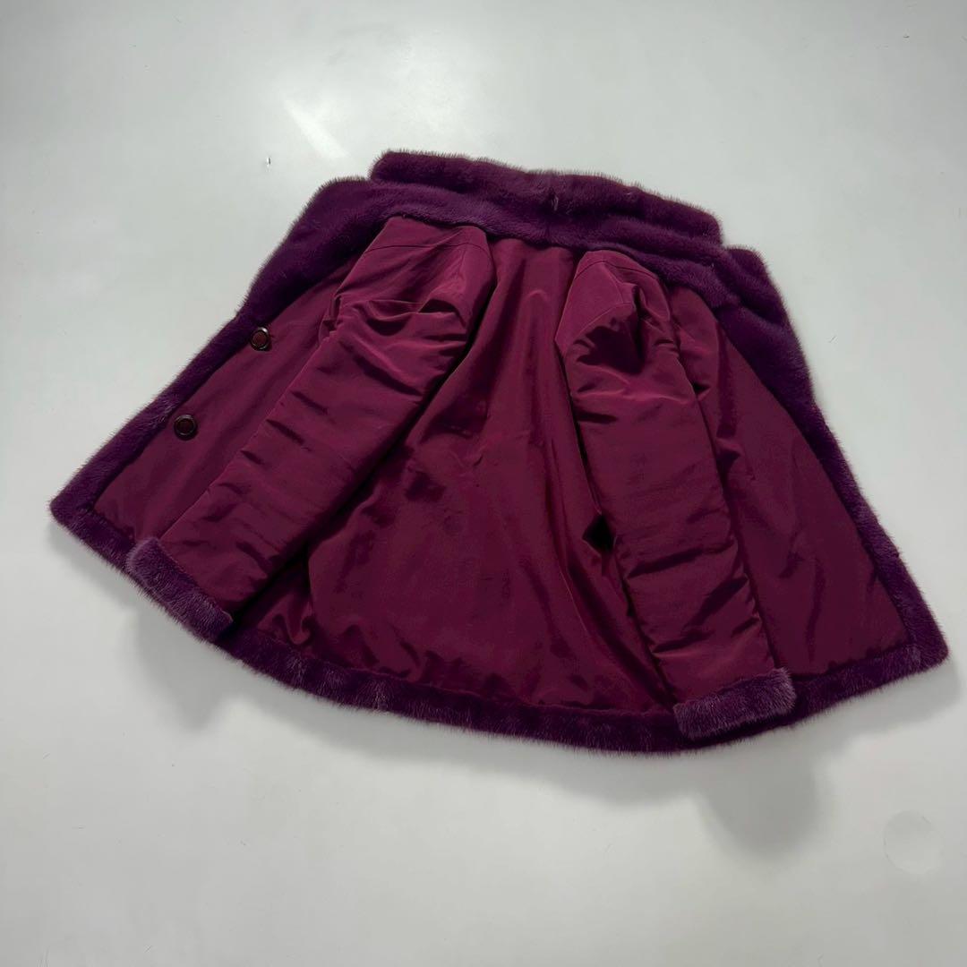 希少カラー◎パープル ミンク ファーコート リバーシブル 毛皮　ショート丈