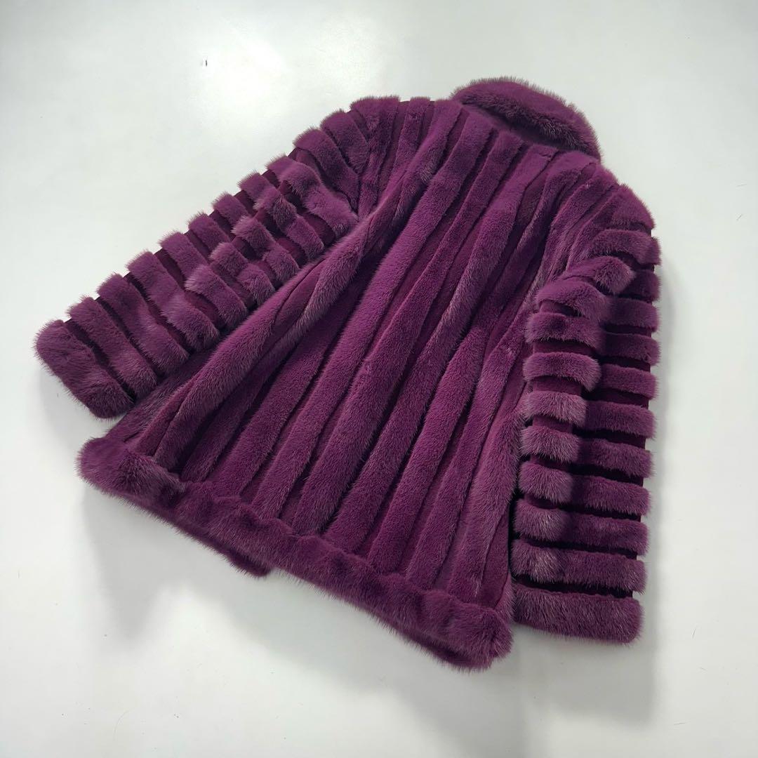 希少カラー◎パープル ミンク ファーコート リバーシブル 毛皮　ショート丈