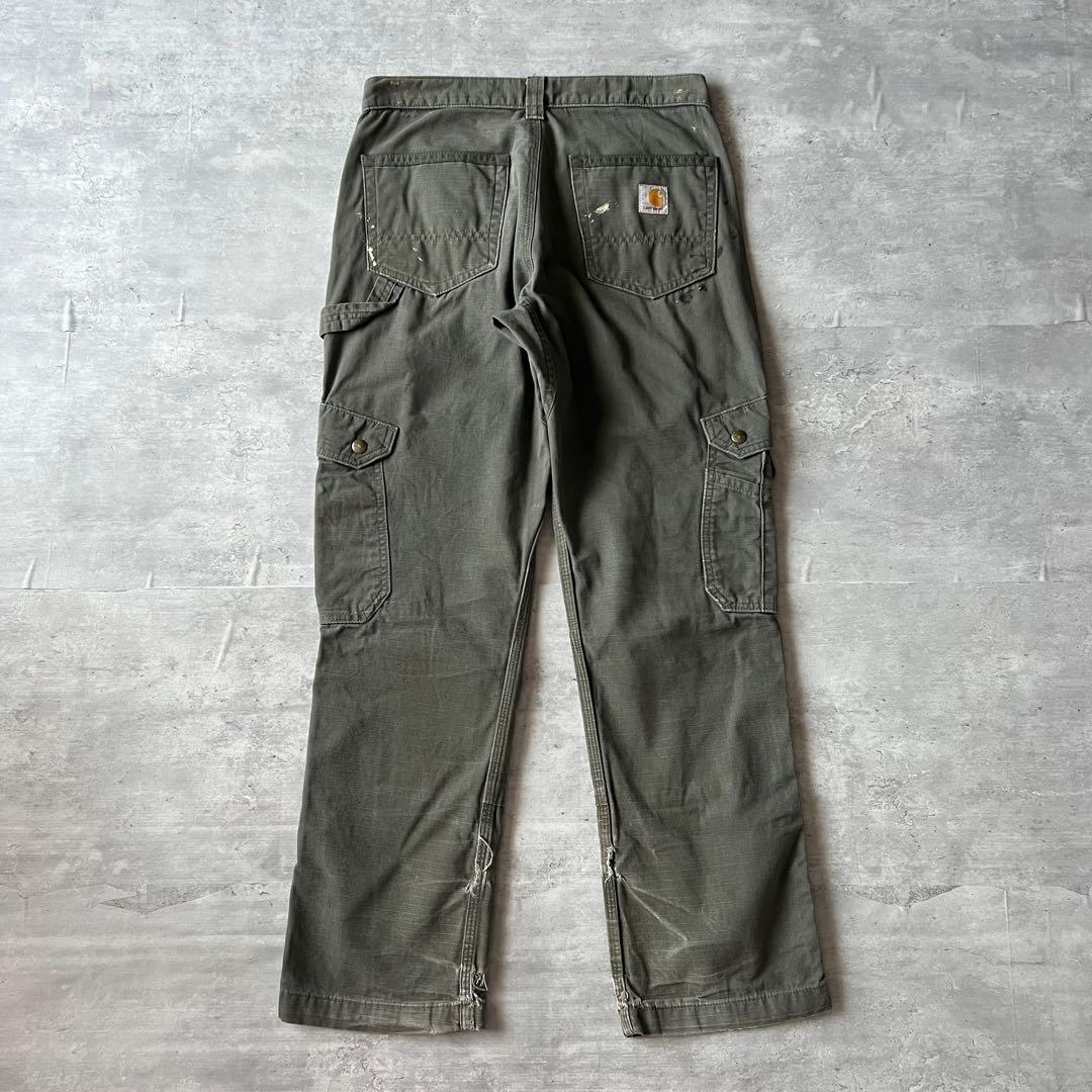【ダブルニー、ペインターパンツ】カーハート古着リラックスシルエットストリート緑