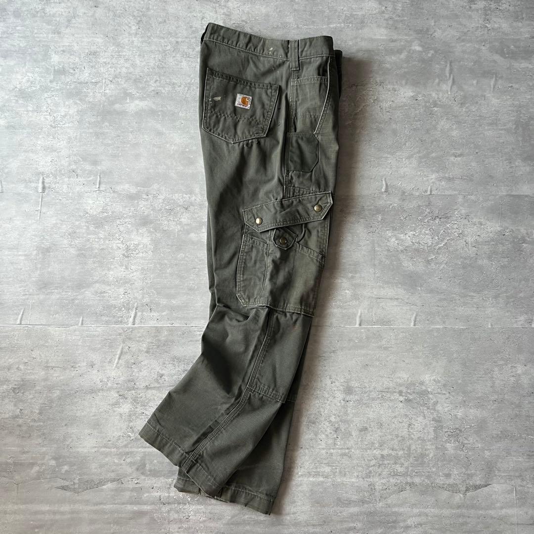 【ダブルニー、ペインターパンツ】カーハート古着リラックスシルエットストリート緑