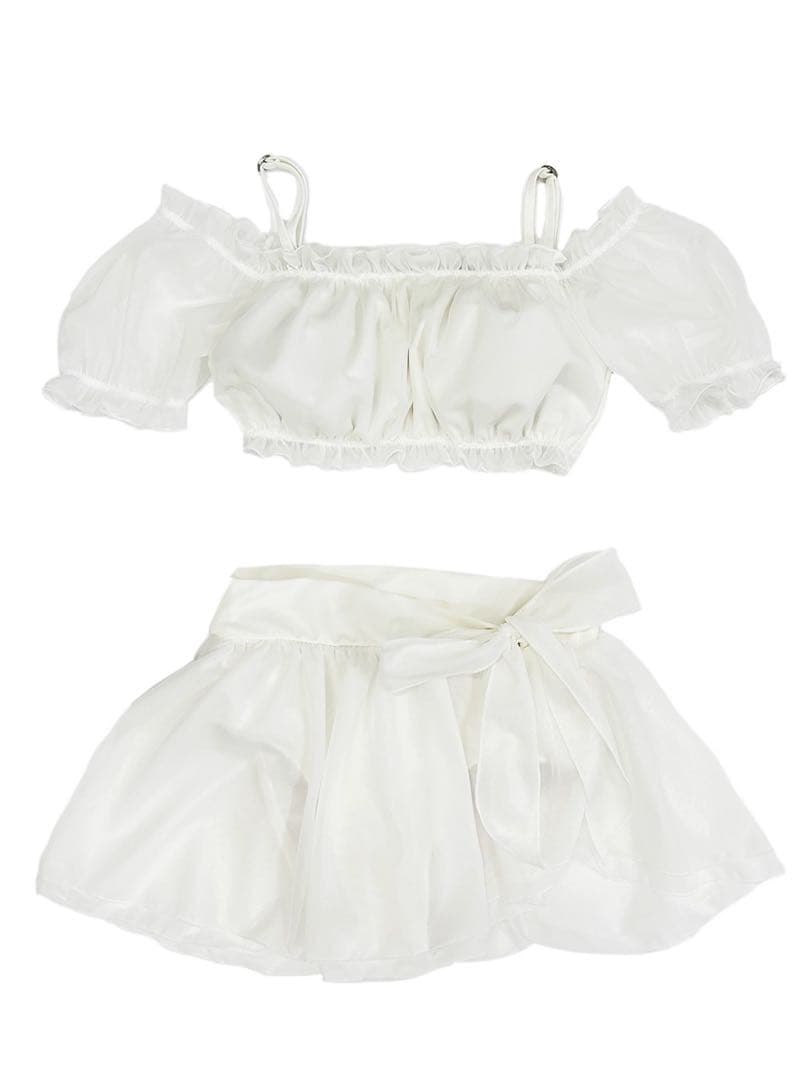 PEAK&PINE シアー素材袖付きオフショルダースカートビキニ（248016）