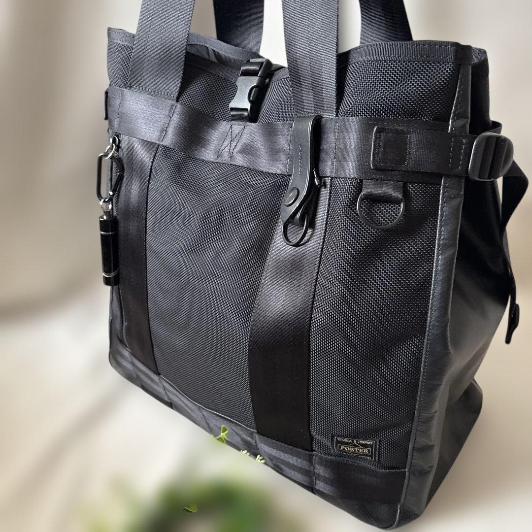 美品 ✨ 現行✨PORTER ポーター　ヒート　トートバッグ　ブラック　ライト付