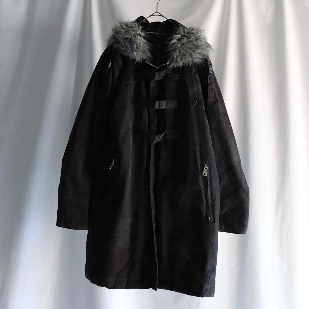 Y2K archive ブラック フェイクファーコート フード トグル アウター