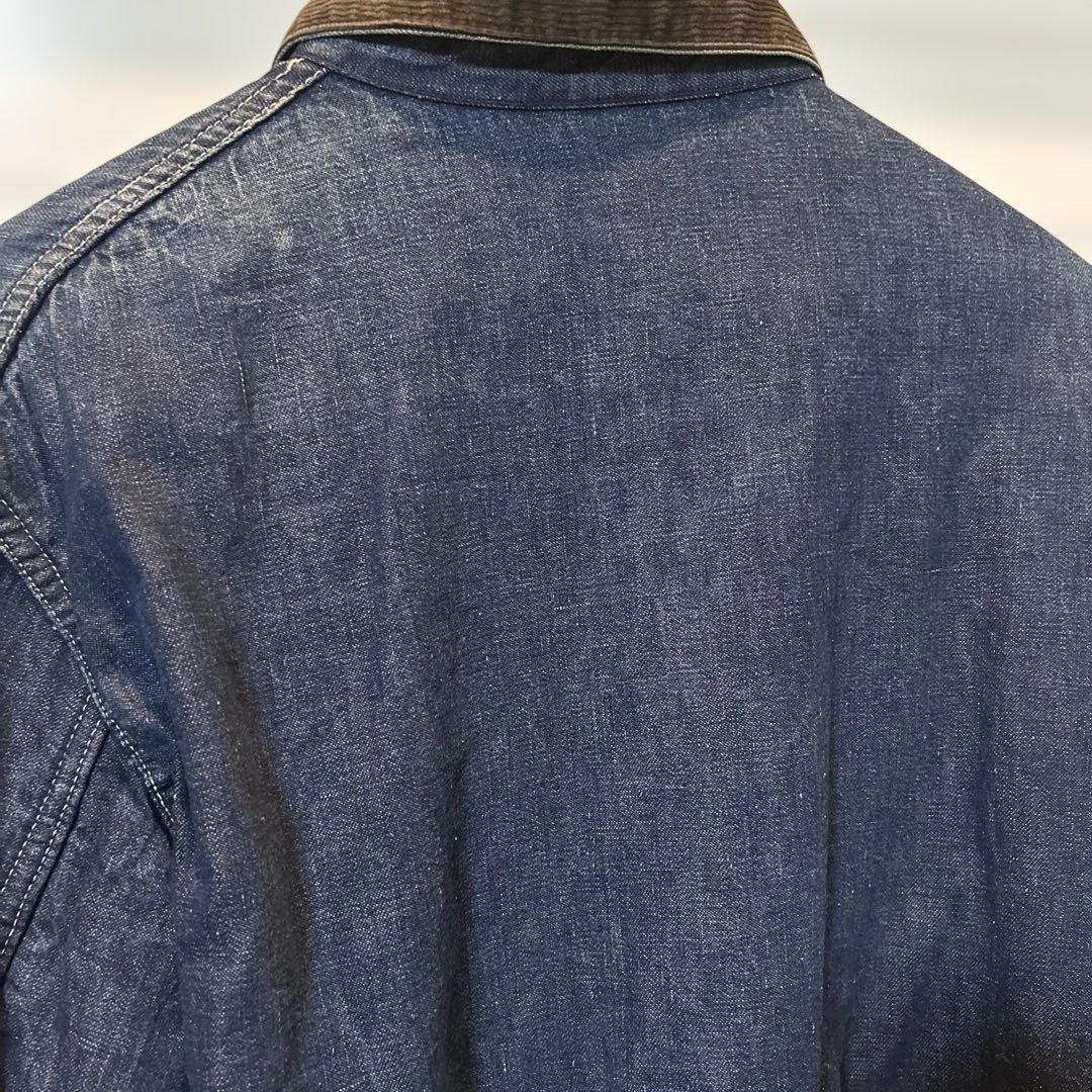 デニムカバーオール コーデュロイ襟