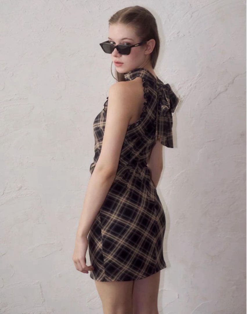 YILON MADE イロンDOLCE CHECK OP ワンピース NAVY