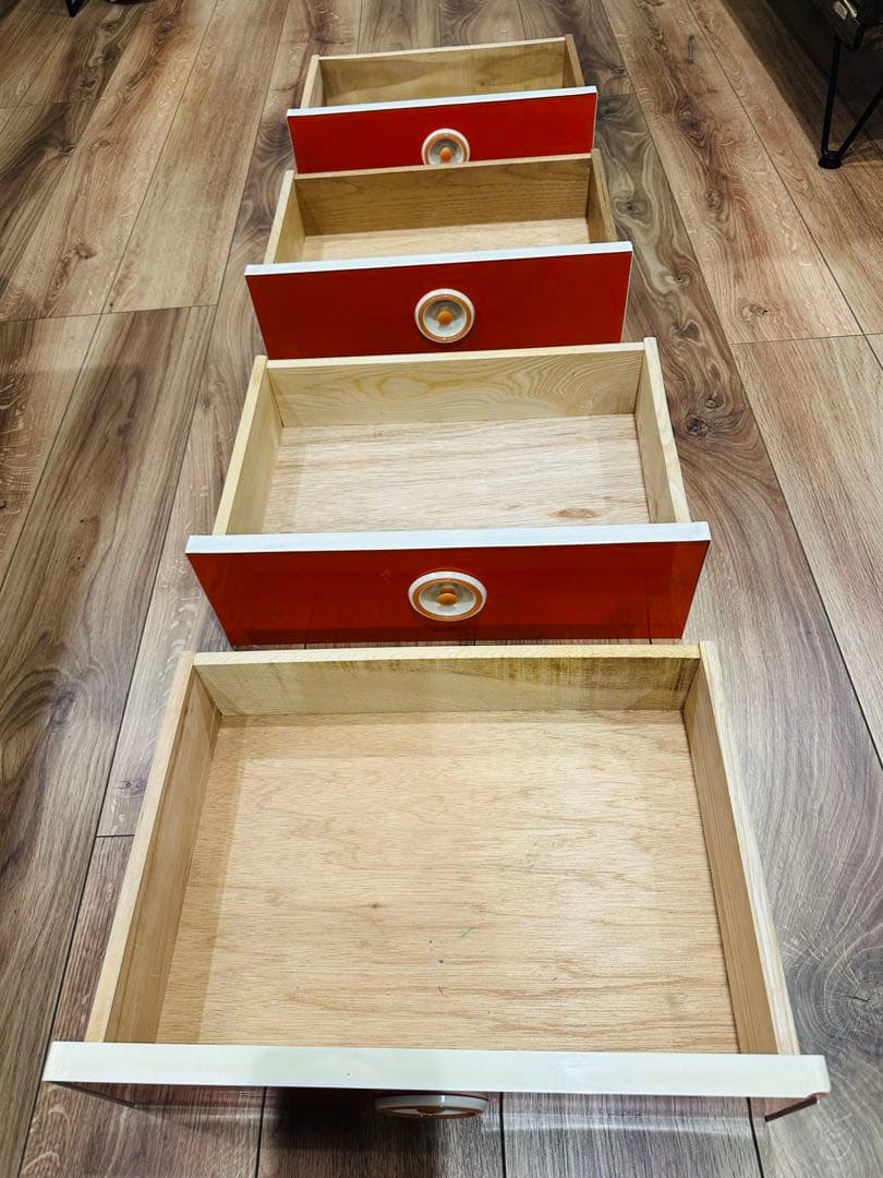 【昭和レトロ】レトロポップチェスト/箪笥/5段引き出し(オレンジ)