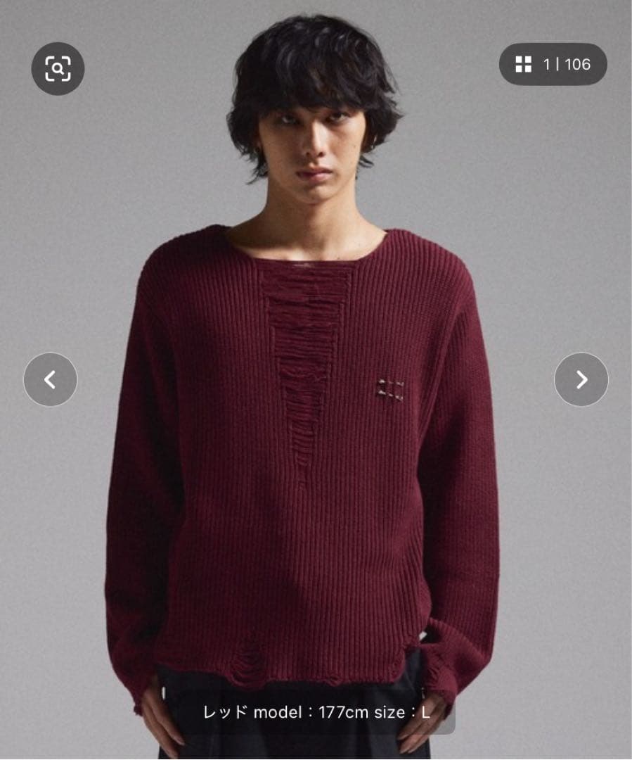 Grancy Pierced Damage Knit sサイズ