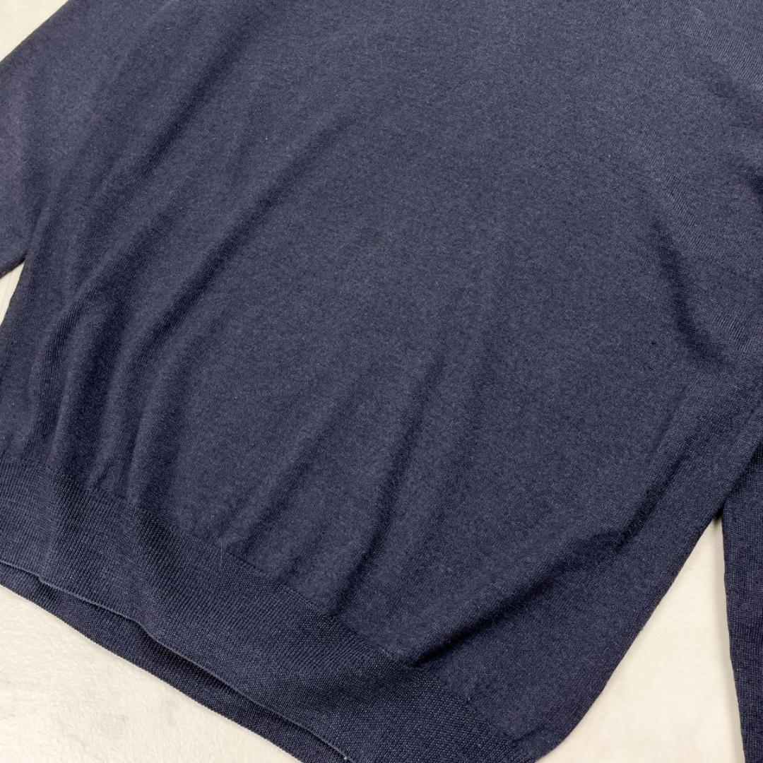 クルチアーニ ウール100％ Vネックニット イタリア製 紺 52*HD1265