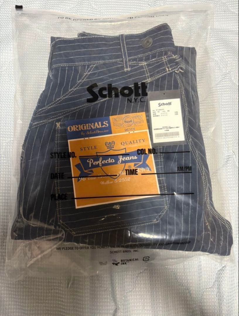 ナメクジ【新品未使用】Schott ヒッコリー デニム インディゴ 30
