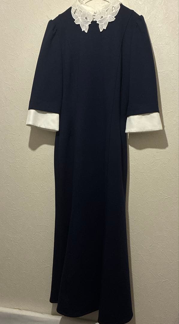 美品　セルフォード エンブロイダリーカラーワンピース　付け襟　ネイビー