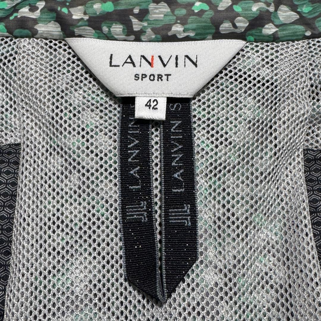 未使用級 ランバンスポール 総柄 フルジップ ダウンジャケット 薄手 ゴルフ