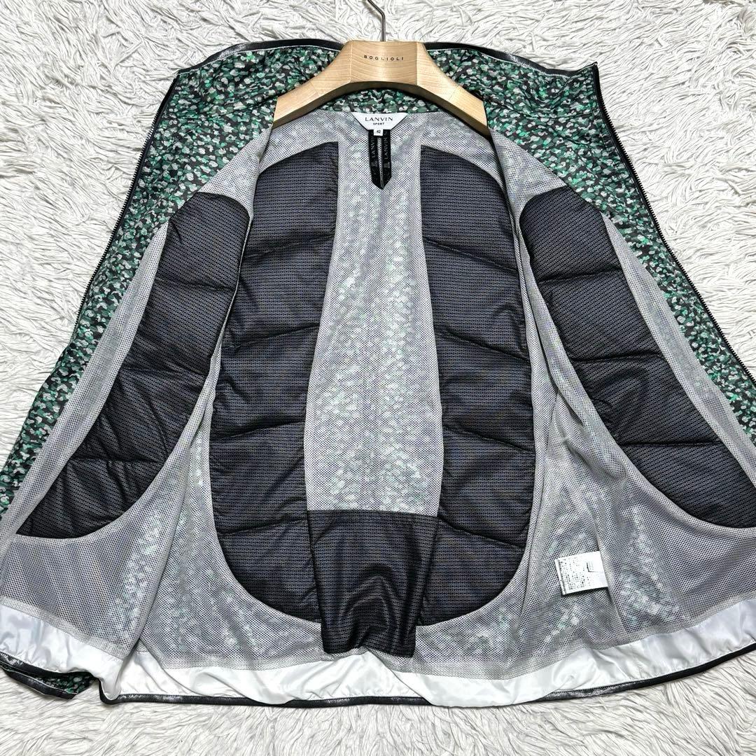 未使用級 ランバンスポール 総柄 フルジップ ダウンジャケット 薄手 ゴルフ