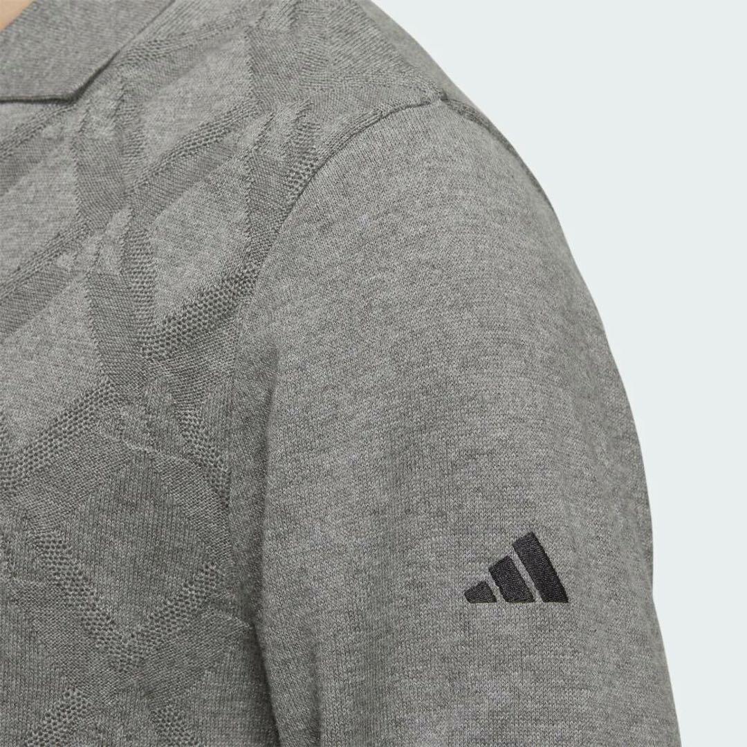 送料無料 新品 adidas GOLF アーガイル柄セーター ポロ L GR