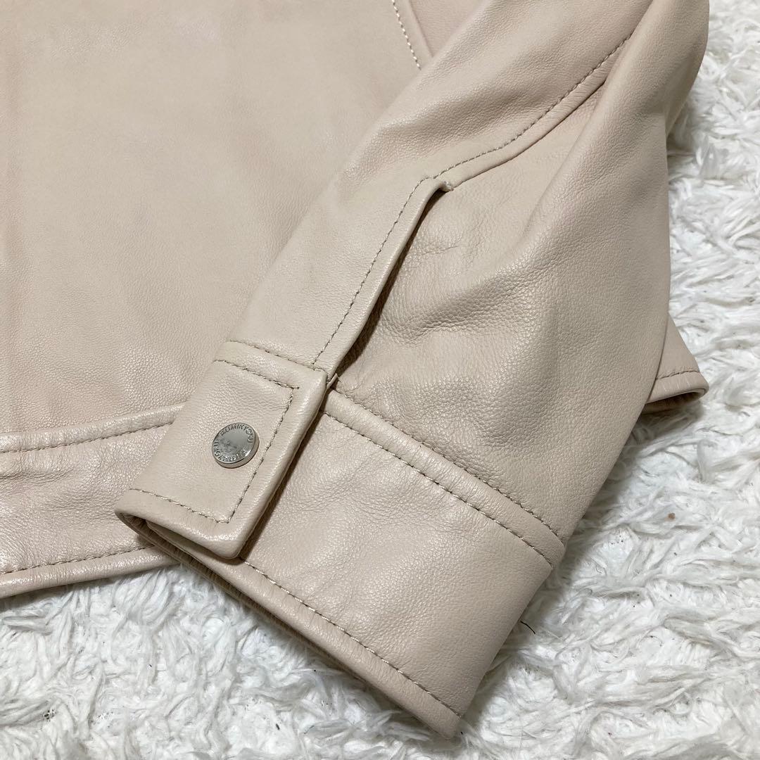 美品♡ 大きいサイズ3 クミキョク レザージャケット ノーカラー 羊革 L相当