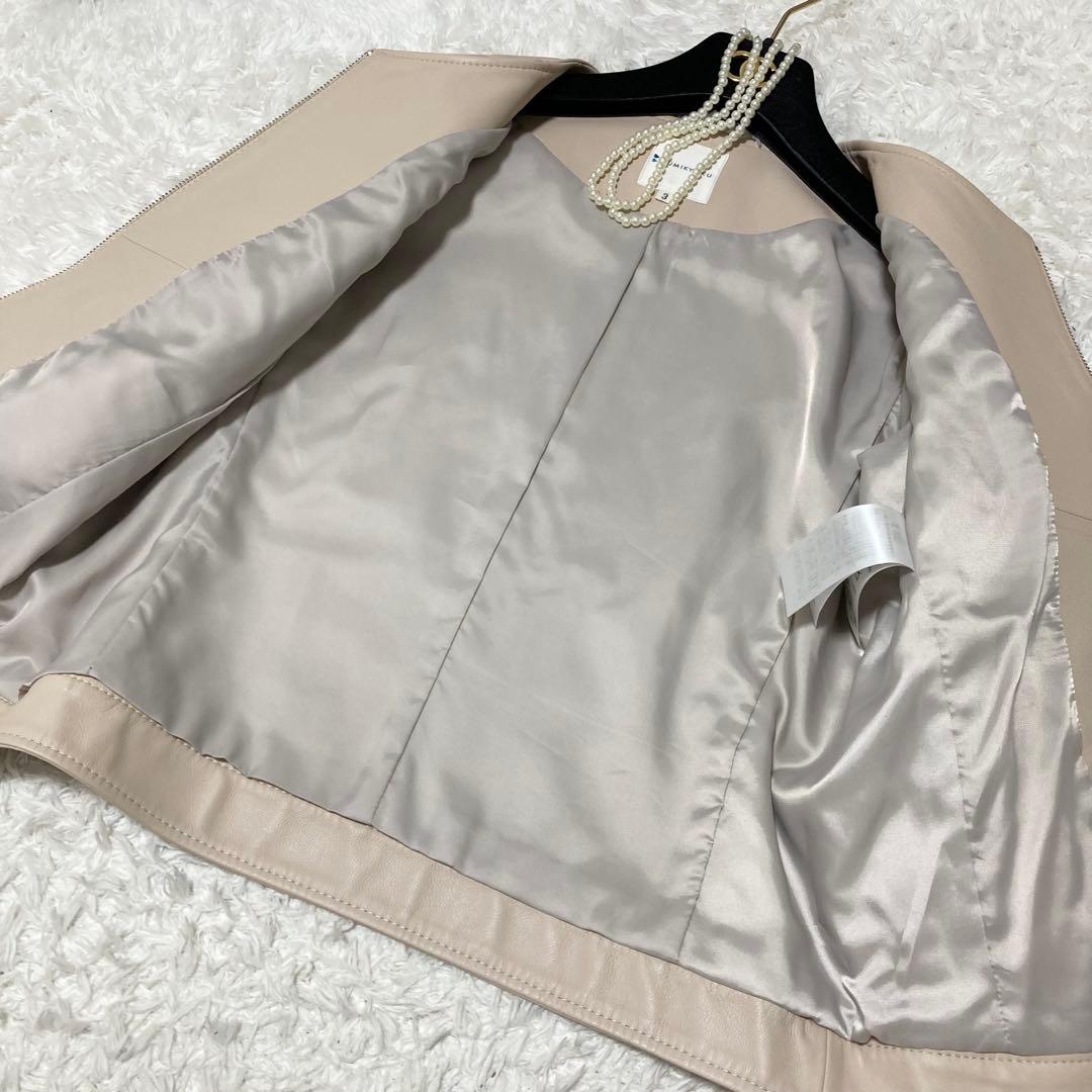 美品♡ 大きいサイズ3 クミキョク レザージャケット ノーカラー 羊革 L相当