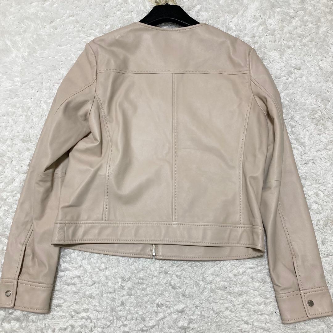 美品♡ 大きいサイズ3 クミキョク レザージャケット ノーカラー 羊革 L相当