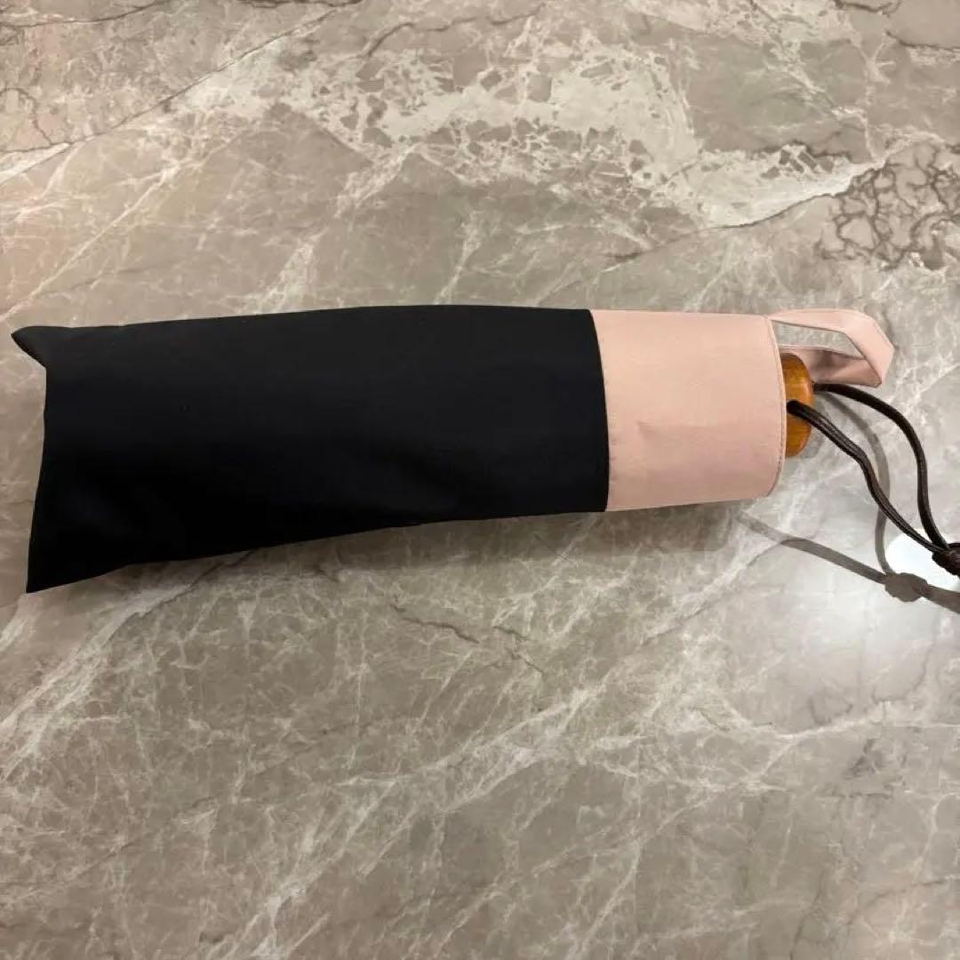 サンバリア100 日傘　3段折　コンビ　ブラック×ピンク