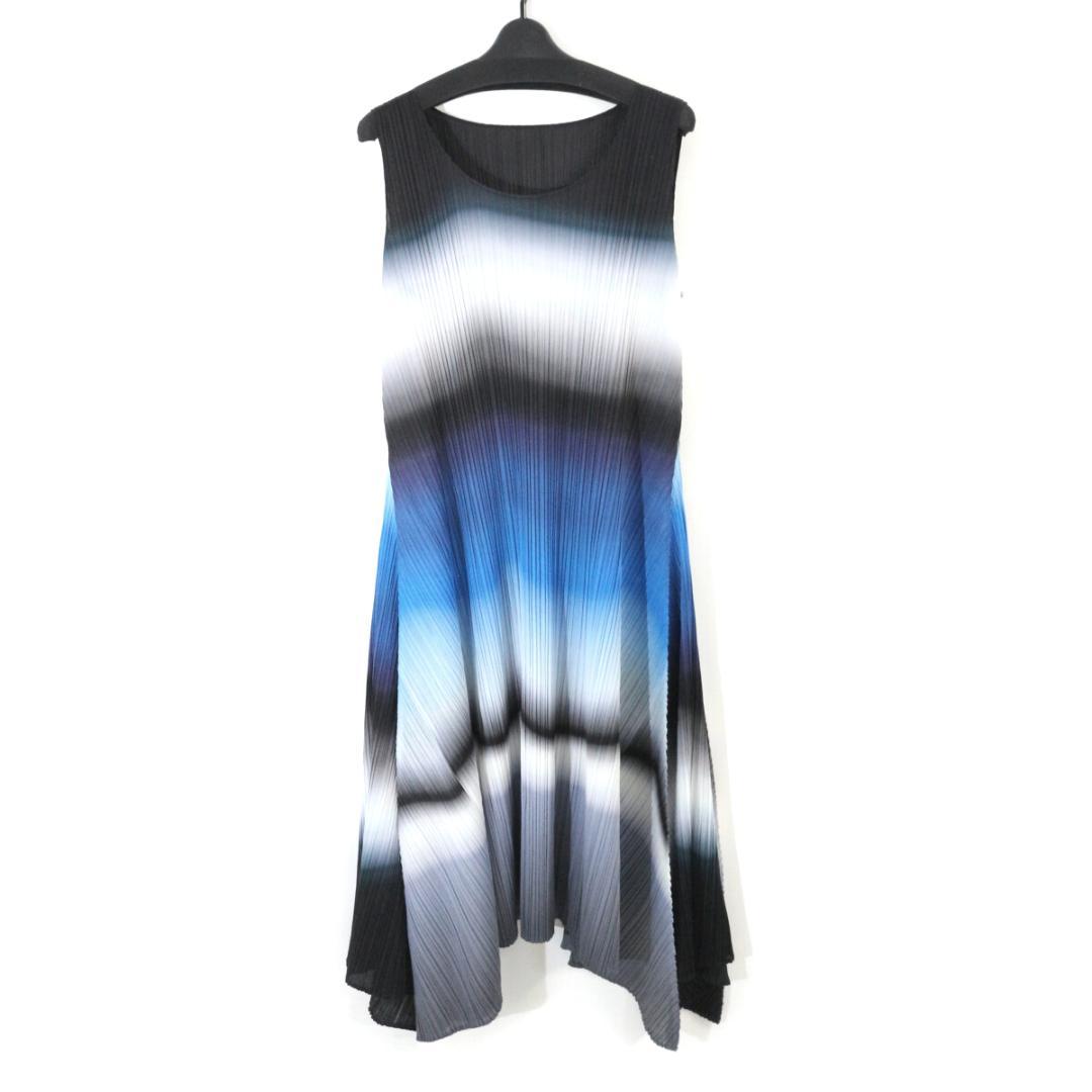 プリーツプリーズ 12AW グラデーションプリントプリーツノースリーブワンピース