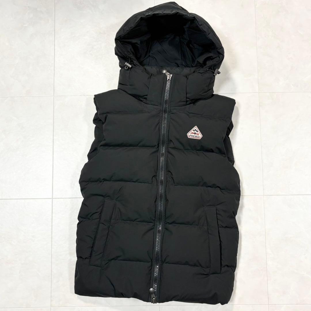 PYRENEX ピレネックス ダウンベスト フード着脱可 ブラック　黒